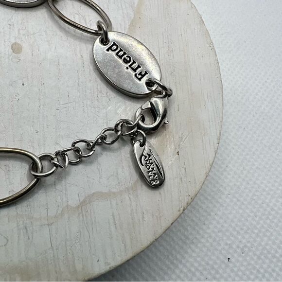 🍭4/$20 Alexa’s Angels Silver Reversible Friend Charm Bracelet - Picture 4 of 6